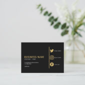 Bold black and gold social media business card (Standing Front)