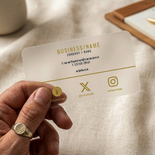 Bold black and gold, social media business card clear business cards