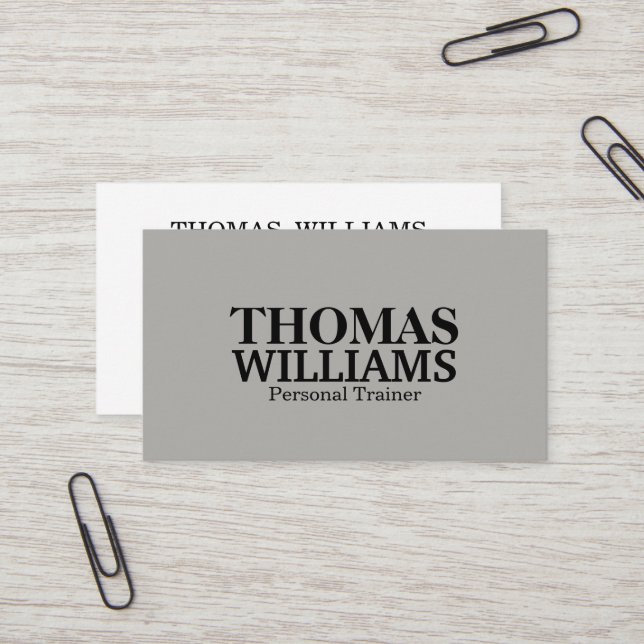 Bold Black and Gray Personal Trainer Business Card (Front/Back In Situ)