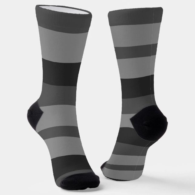 bold black and gray stripes socks (Angled)