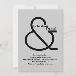 Bold Black and Gray Wedding Invitation
