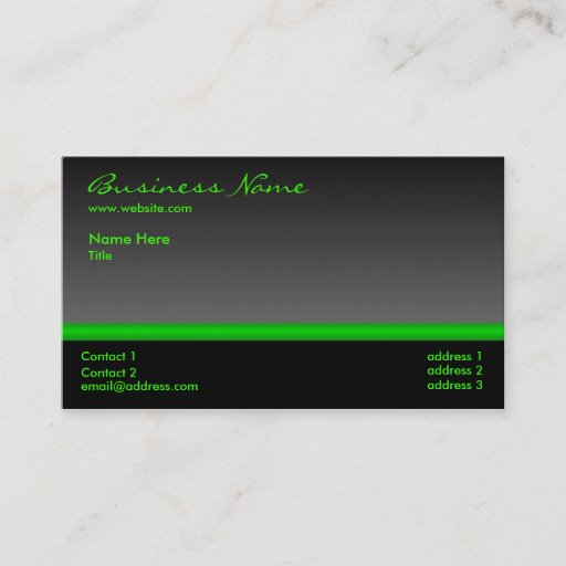 Customizable Bold Black and Green business card