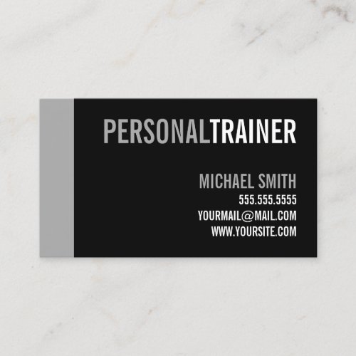 Bold Black and Grey Personal Trainer Business Card