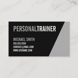 Bold Black and Grey Personal Trainer Business Card