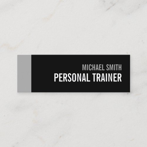 Bold Black and Grey Personal Trainer Mini Business Card