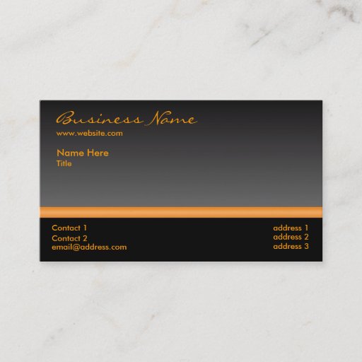 Customizable Bold Black and Orange business card