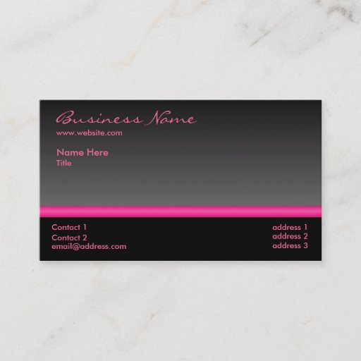 Customizable Bold Black and Pink business card