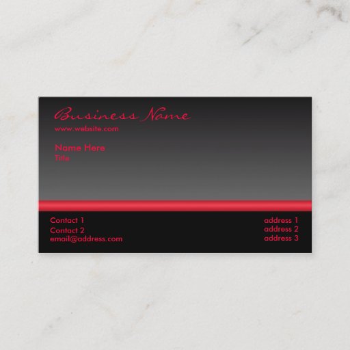 Customizable Bold Black and Red business card