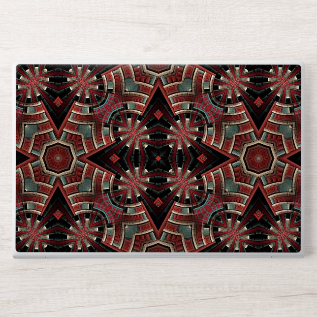 Bold Black and Red Geometric Pattern HP Laptop Skin (Front)