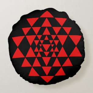 Bold Black and Red Sri Yantra Meditation Cushion