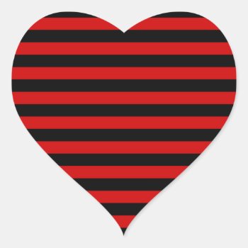 Bold Black And Red Stripes Pattern Heart Sticker by MHDesignStudio at Zazzle