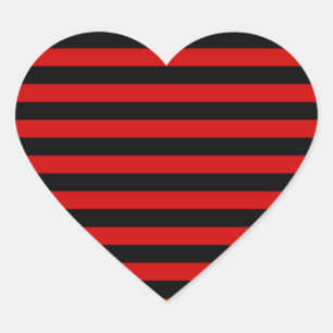 Bold Black and Red Stripes Pattern Heart Sticker