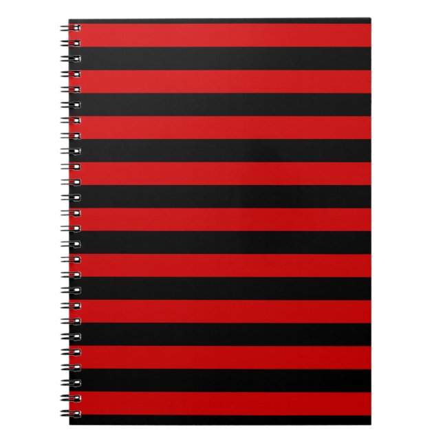 Bold Black and Red Stripes Pattern Notebook (Front)