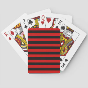 Bold Black and Red Stripes Pattern Poker Cards