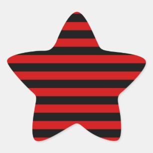 Bold Black and Red Stripes Pattern Star Sticker