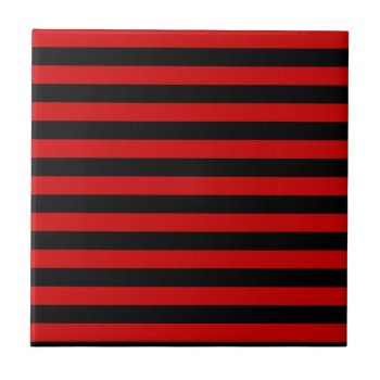 Bold Black And Red Stripes Pattern Tile by MHDesignStudio at Zazzle