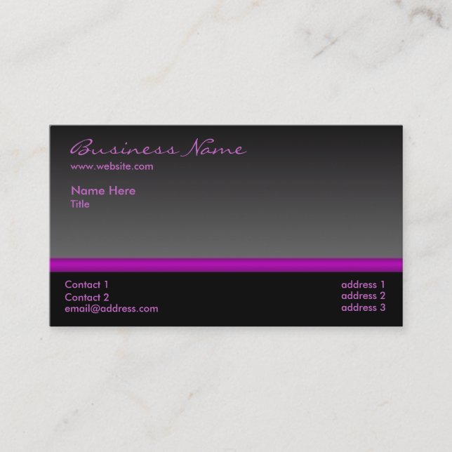 Bold Black and Violet business card (Front)