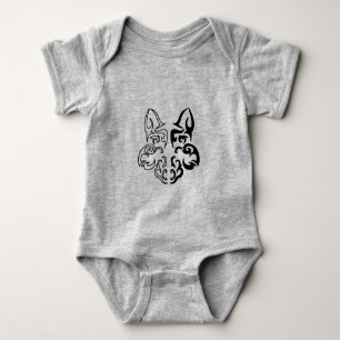 Bold Black and White Animal Wolf Head Design Baby Bodysuit