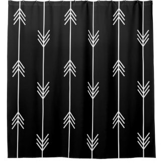 Bold Black and White Arrow Pattern Shower Curtain