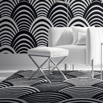 Bold Black And White Art Deco Retro Rug by VillageDesign at Zazzle