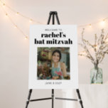 Bold Black and White Bat Mitzvah Photo Welcome  Foam Board<br><div class="desc">Bold Black and White Bat Mitzvah Photo Foam Board Welcome Sign</div>