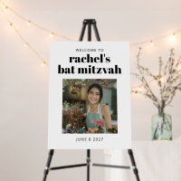 Bold Black and White Bat Mitzvah Photo Welcome 