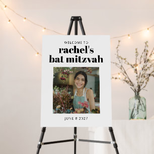 Bold Black and White Bat Mitzvah Photo Welcome  Foam Board