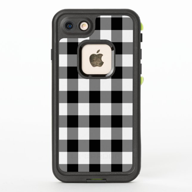 Bold Black and White Buffalo Plaid LifeProof iPhone Case (Back)