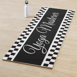 Bold Black And White Check Yoga Mat