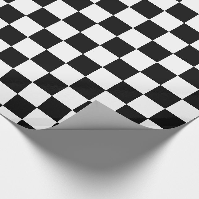 Bold Black and White Checkerboard Wrapping Paper (Corner)