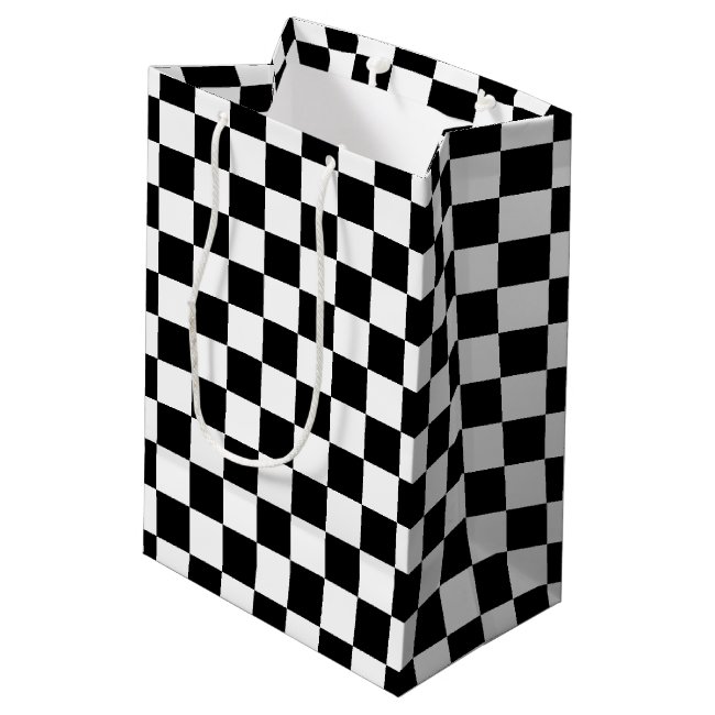 Bold Black and White Checkered Gift Bag