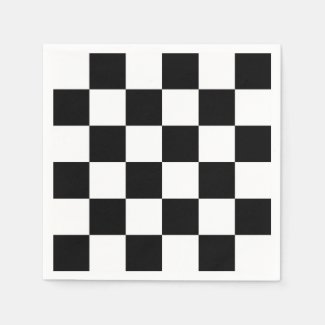 Bold Black and White Checkered Pattern Napkin