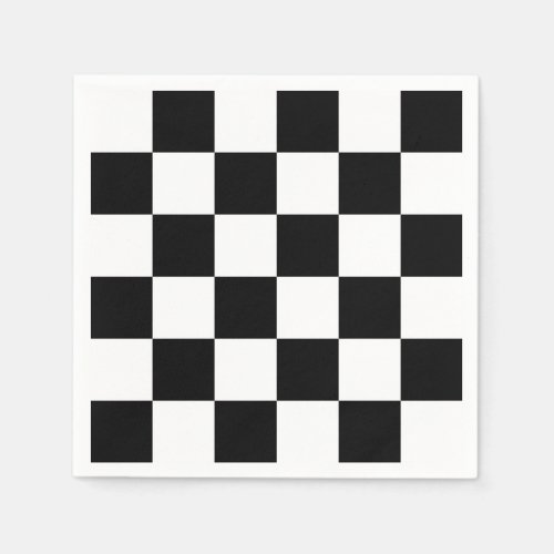 Bold Black and White Checkered Pattern Napkins