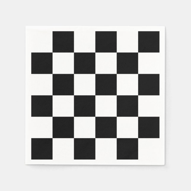 Bold Black and White Checkered Pattern Napkins (Front)