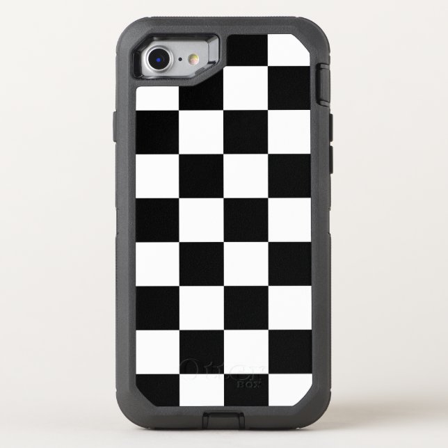 Bold Black and White Checkered Pattern Otterbox iPhone Case (Back)