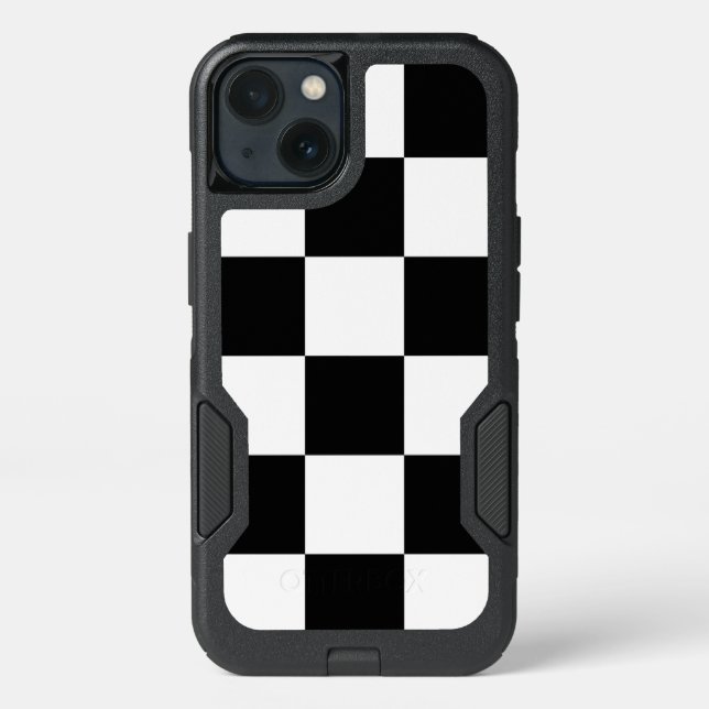 Bold Black and White Checkered Pattern Otterbox iPhone Case (Back)