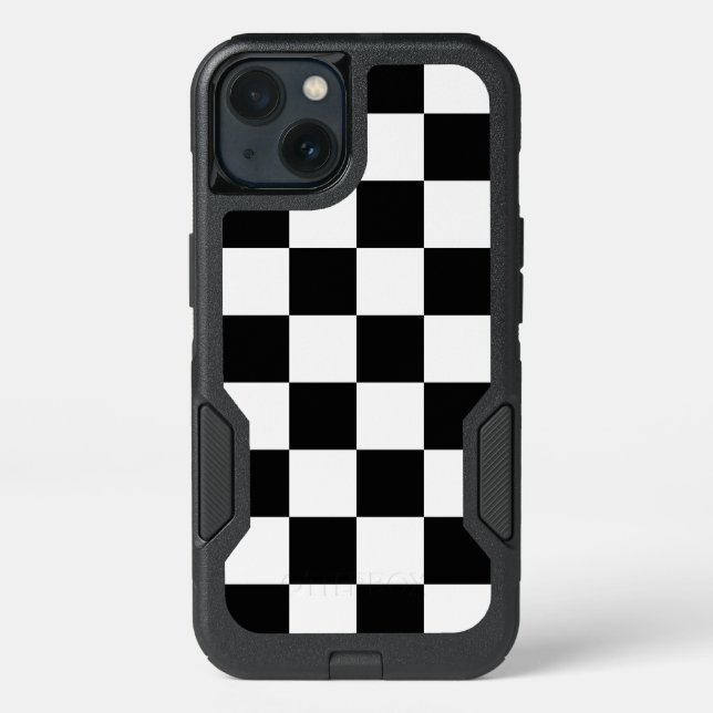 Bold Black and White Checkered Pattern Otterbox iPhone Case (Back)