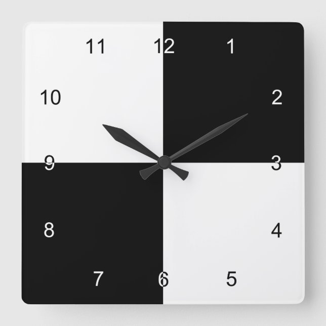 Bold Black and White Checkered Squares Square Wall Clock (Front)