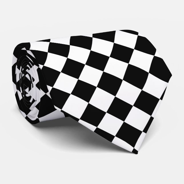 Bold Black and White Chevron Pattern Classic Neck Tie (Rolled)