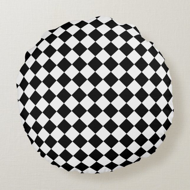 Bold Black and White Chevron Pattern Classic Round Pillow (Back)