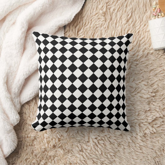 Bold Black and White Chevron Pattern Classic Throw Pillow (Blanket)