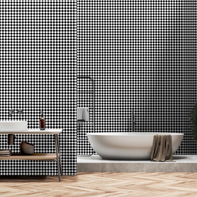 Bold Black and White Chevron Pattern Textured Wallpaper (Bathroom)