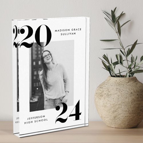 Bold Black and White Class of 2024 Graduation Photo Block