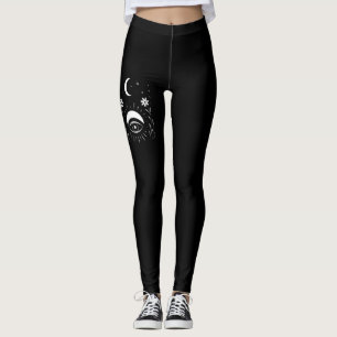 Bold Black and White Eye Boho Leggings
