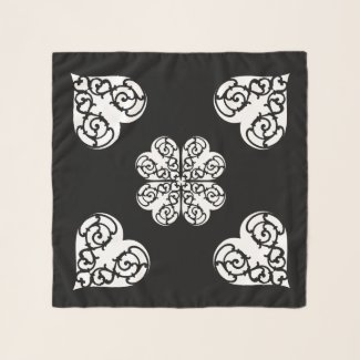 Bold Black and White Filigree Heart Design