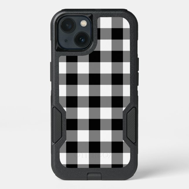 Bold Black and White Gingham Plaid Otterbox iPhone Case (Back)