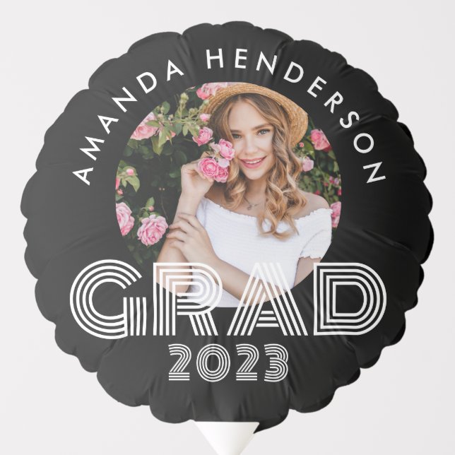 Bold Black and White Graduation Balloon (Front)
