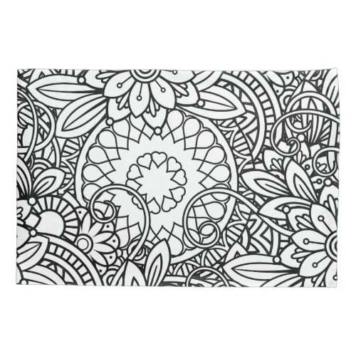 Bold Black and White Graphic Design Floral Pillow Case