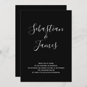 Bold Black and White Handwritten Wedding Invitation