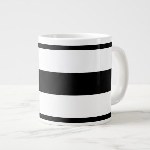 Bold Black And White Horizontal Stripes Large Coffee Mug